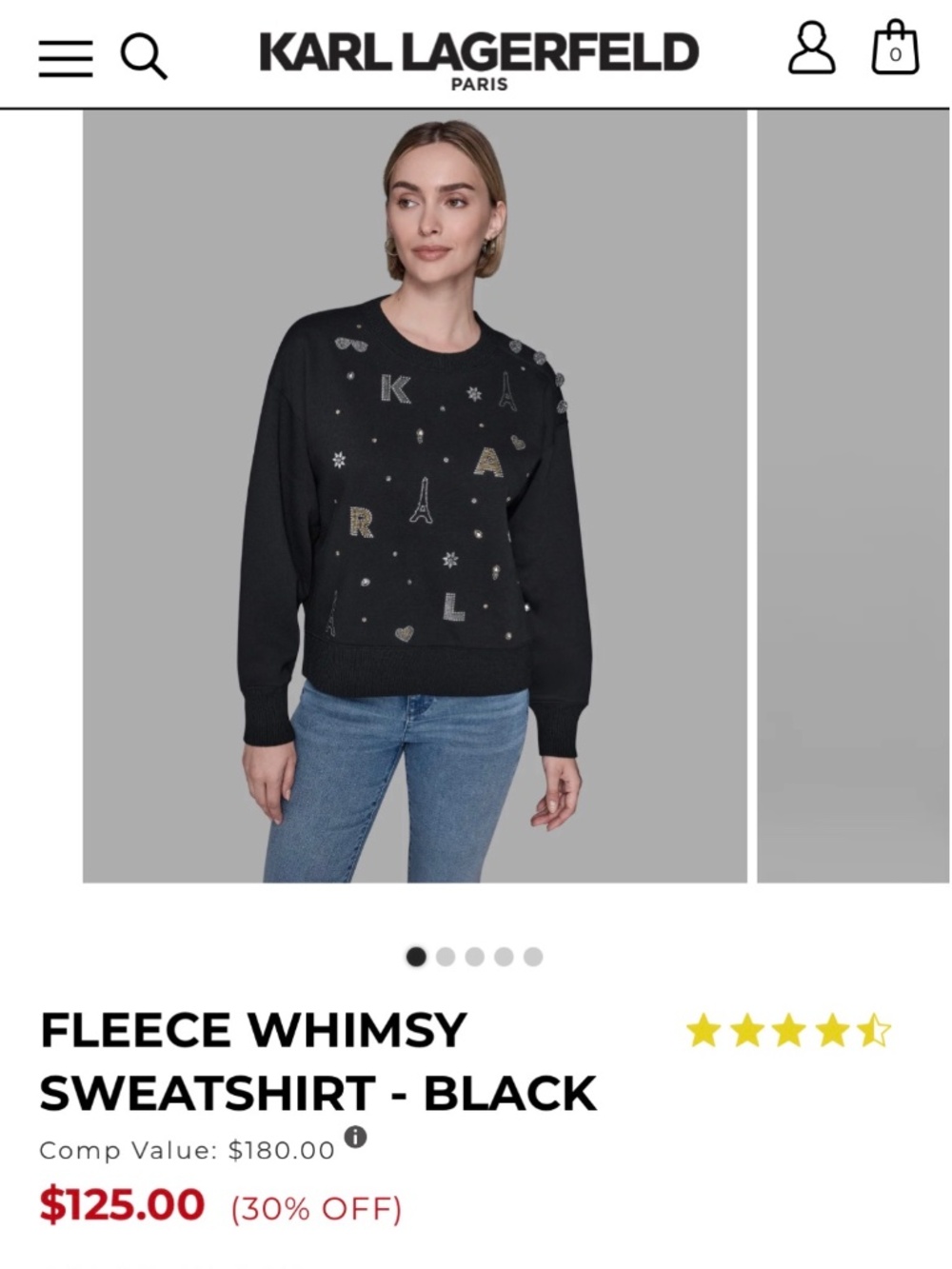 Karl lagerfield whimsy black sweatshirt